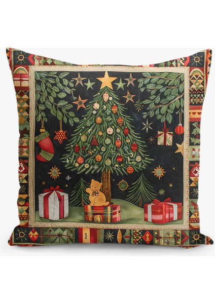 4'lü Kırlent Kılıf Seti Yılbaşı Christmas Deseni Çift Taraflı Dijital Baskılı indirimleri