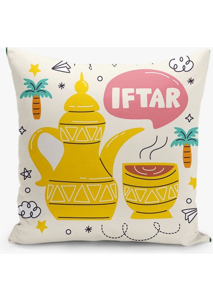 Çift Taraflı Ramazan - Ramadan Desenli Dijital Baskı Kırlent Kılıfı