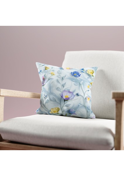 Çift Taraflı Çiçek Desenli Nakış Görünümlü Dijital Baskı Kırlent Kılıfı fiyatları