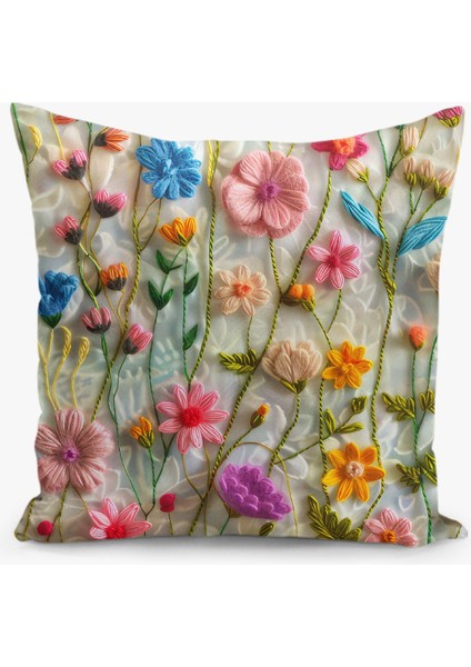 4'lü Kırlent Kılıf Seti Doğa Deseni Nakış Görünümlü Çift Taraflı Dijital Baskılı modelleri