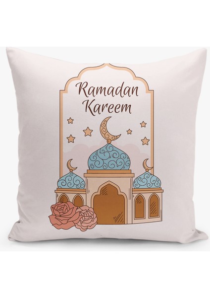 Çift Taraflı Ramazan - Ramadan Desenli Dijital Baskı Kırlent Kılıfı