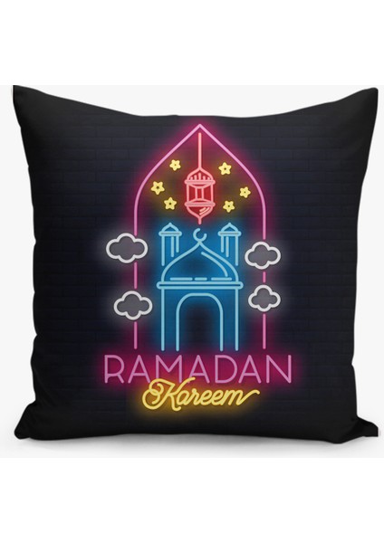 Çift Taraflı Ramazan - Ramadan Desenli Dijital Baskı Kırlent Kılıfı