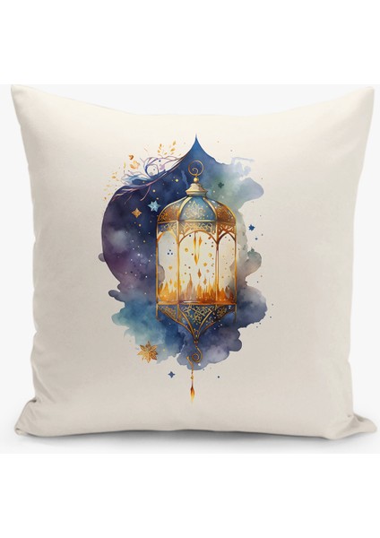 Çift Taraflı Ramazan - Ramadan Desenli Dijital Baskı Kırlent Kılıfı