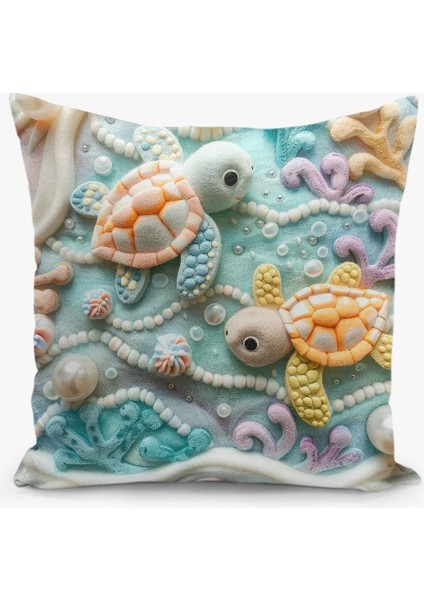 4'lü Kırlent Kılıf Seti Çocuk Deseni Keçe Görünümlü Çift Taraflı Dijital Baskılı modelleri