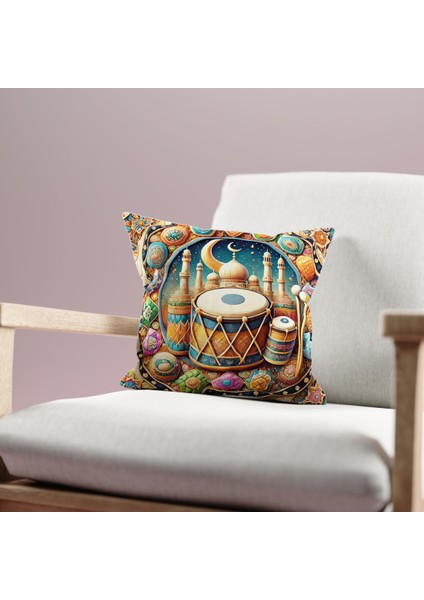 Çift Taraflı Ramazan - Ramadan Desenli Dijital Baskı Kırlent Kılıfı fiyatları