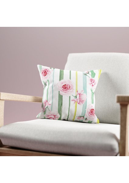 4'lü Kırlent Kılıf Seti Çiçek Deseni Çift Taraflı Dijital Baskılı fırsatları