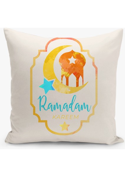 Çift Taraflı Ramazan - Ramadan Desenli Dijital Baskı Kırlent Kılıfı