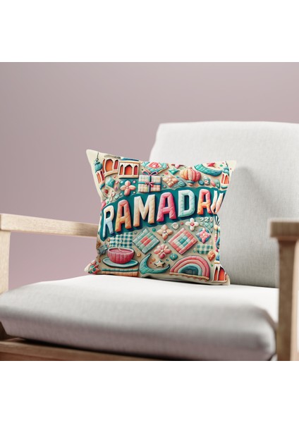 Çift Taraflı Ramazan - Ramadan Desenli Dijital Baskı Kırlent Kılıfı fiyatları