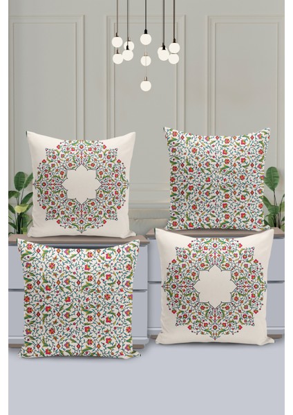 4'lü Kırlent Kılıf Seti Ramazan - Ramadan Desenli Çift Taraflı Dijital Baskılı