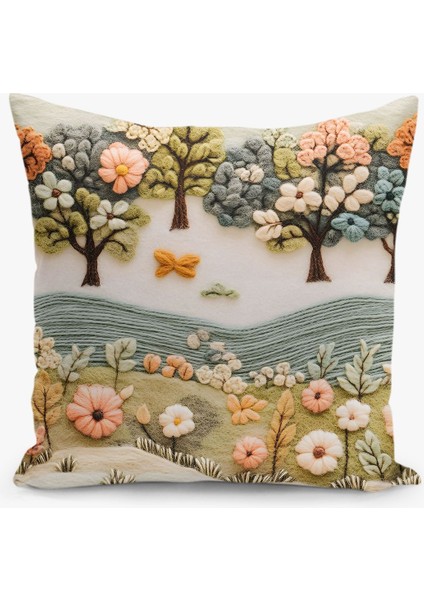 Çift Taraflı Çocuk Keçe Desenli Dijital Baskı Kırlent Kılıfı