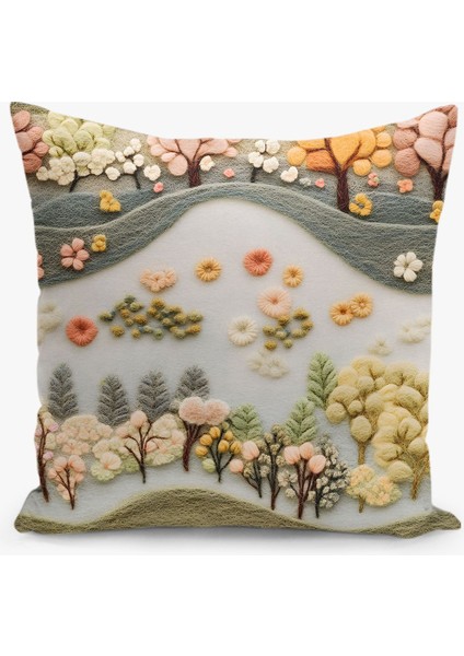 Çift Taraflı Keçe Desenli Dijital Baskı Kırlent Kılıfı