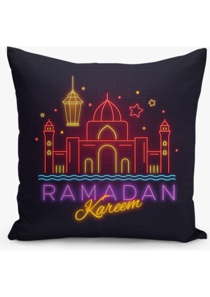 Çift Taraflı Ramazan - Ramadan Desenli Dijital Baskı Kırlent Kılıfı