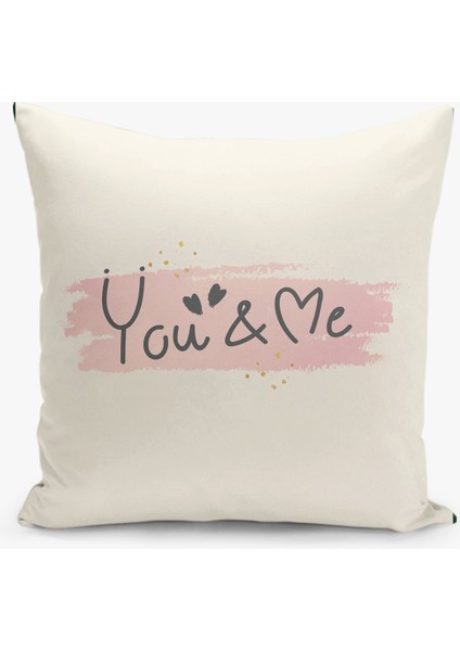 Çift Taraflı Sevgililer Günü Valentine's Day Desenli Dijital Baskı Kırlent Kılıfı