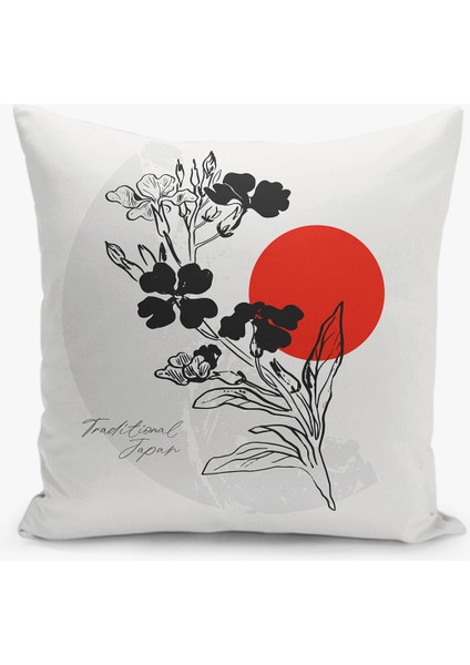 Çiçek Desenli Çift Taraflı Dijital Baskı Kırlent Kılıfı