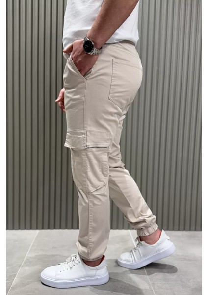 Erkek Bel Ve Paça Lastikli Kargo Cep Pantolon P-00015053