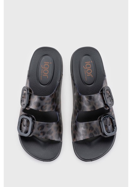 Habana Brillo Leo Kadın Siyah Leopar Desenli Terlik S10336-002 modelleri