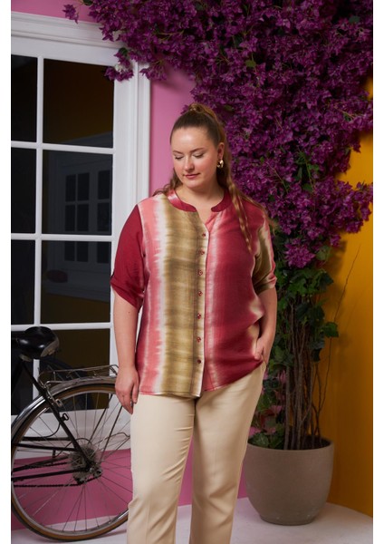 Batik Desen Büyük Beden Gömlek