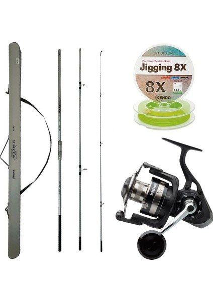 Yekoutdoor Profesyonel Olta Seti Okuma Azores Surf 430CM 3 Parça Surf Kamışı&savage Gear Sgs8 8000 Fd 8+1bb Olta Makinesi