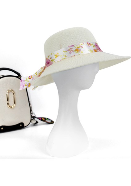 Kadınlar Için Yeni Yaz Güneş Şapkası Katlanabilir Büyük Siperlikli Güneş Şapkası Çiçekli Moda Güneş Koruması ve Uv Koruması Güneş Şapkası (Yurt Dışından)