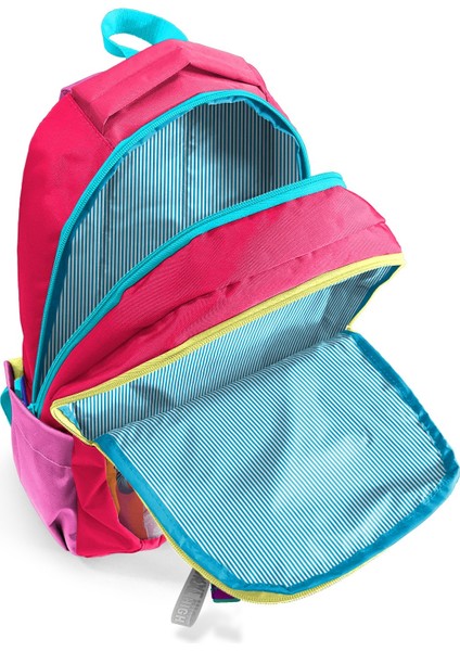 Pembe Neon Mercan Fashion Girl Desenli Üç Bölmeli Sırt Çantası 23669 modelleri