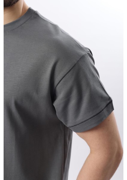 Füme Bisiklet Yaka Çoban Dikişli Overfit Erkek T-Shirt E7103 indirimleri