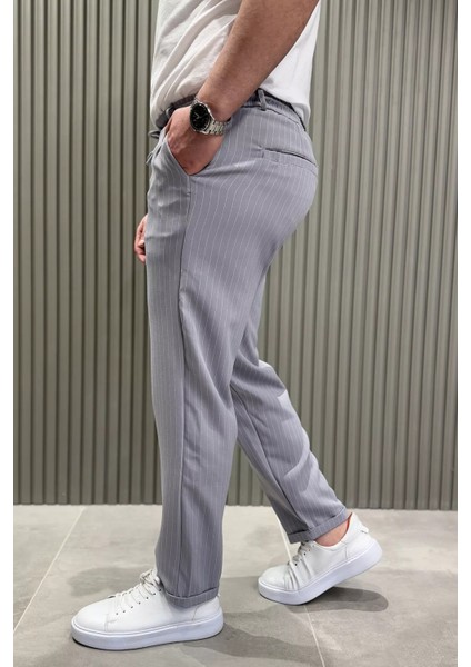 Çizgili Duble Paça Erkek Pantolon P-00015199