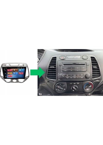 Hyundai I20 Araç Multimedya Android Ekran Carplay Double Teyp 2+32 9" 08-12 Analog Y Silver