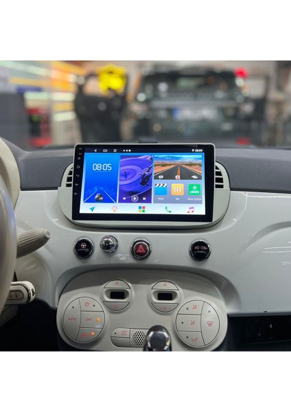 Fiat 500 Araç Multimedya Android Ekran Carplay Navigasyon Double Teyp 2+32 9" 08-15 White