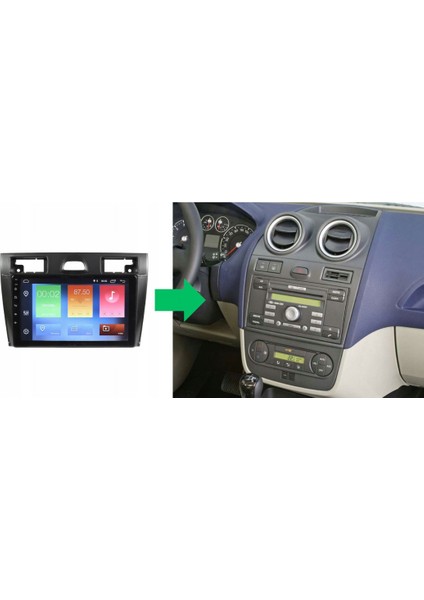 Ford Fiesta Araç Multimedya Android Ekran Carplay Navigasyon Double Teyp 2+32 9" 06-08 Black