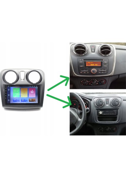 Dacia Sandero Araç Multimedya Android Ekran Carplay Navigasyon Double Teyp 2+32 9" 12-20 Black