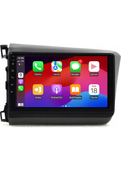 Honda Civic Fb7 Araç Multimedya Android Ekran Carplay Navigasyon Double Teyp 2+32 9" 12-15 Gri