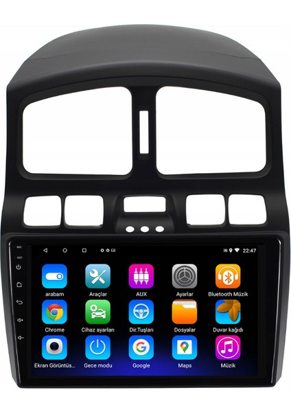 Hyundai Santa Fe Araç Multimedya Android Ekran Carplay Double Teyp 2+32 9" 00-05 Black