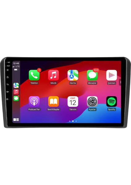 Audi A3 Araç Multimedya Android Ekran Carplay Navigasyon Cihazı Double Teyp 2+32 9" 05-13 Black