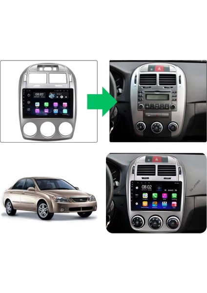 Kia Cerato Araç Multimedya Android Ekran Carplay Double Teyp 2+32 9" 04-06 Silver Old