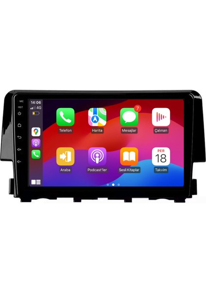 Honda Civic Fc5 Araç Multimedya Android Ekran Carplay Double Teyp 2+32 9" 16-20 P.black