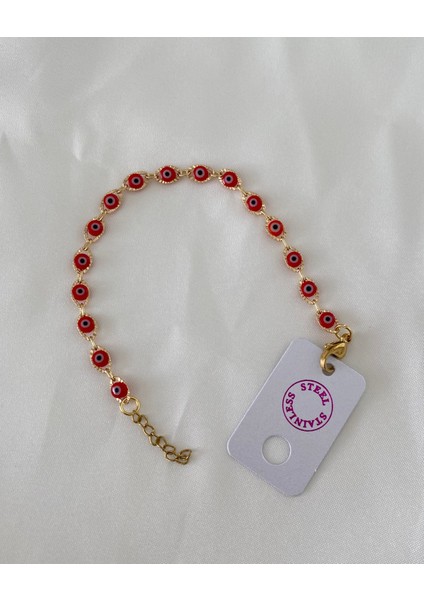 Minimal Nazar Boncuklu Çelik Bileklik fırsatları