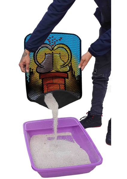 Büyük Boy Elekli Tuvalet Önü Desenli Kedi Kumu Paspası 60 x 80 cm modelleri