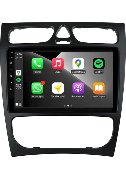 Mercedes C Class C180 (W203-W209) Araç Multimedya Android Ekran Carplay 2+32 9" 00-04 Black