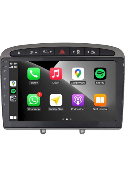Peugeot 308-408 Araç Multimedya Android Ekran Carplay Navigasyon Double Teyp 2+32 9" 08-13 Gri