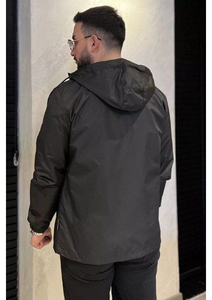 Erkek Büyük Beden Kapüşonlu Mevsimlik Mont