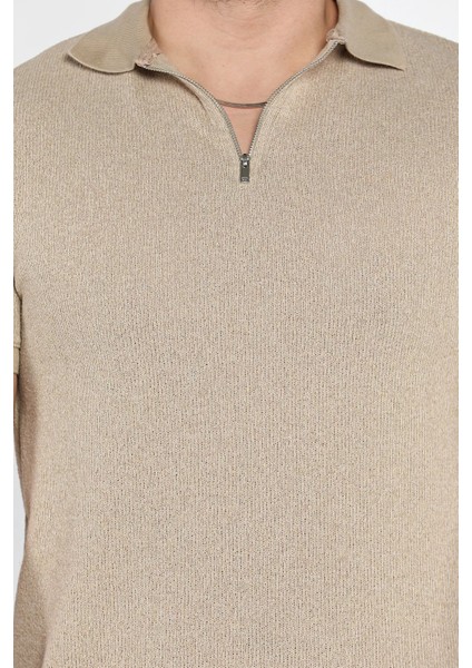 Erkek Polo Yaka Yarım Fermuarlı Tişört P-00015328 fırsatları