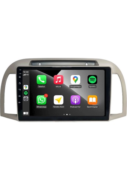 Nissan Micra Araç Multimedya Android Ekran Carplay Navigasyon Double Teyp 2+32 9" 02-10 Bej