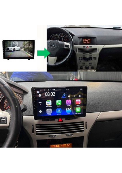 Opel Astra H Araç Multimedya Android Ekran Carplay Navigasyon Double Teyp 2+32 9" 04-14 Black