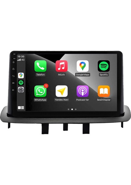 Renault Megane 3 Araç Multimedya Android Ekran Carplay Double Teyp 2+32 9" 09-15 Black