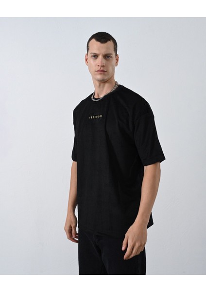 Freedom Kadife Oversize Unisex T-Shirt modelleri