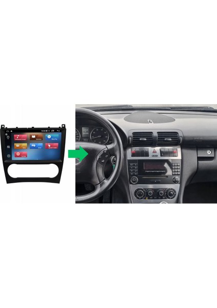 Mercedes C Class W203 Araç Multimedya Android Ekran Carplay Double Teyp 2+32 9" 04-07 Black