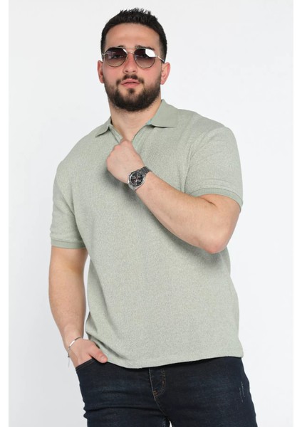 Erkek Polo Yaka Yarım Fermuarlı Tişört P-00015328