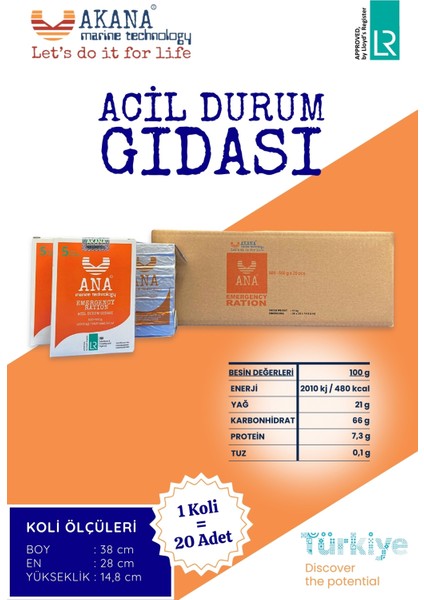 Ana Acil Durum Gıdası 20 Paket x 500 gr