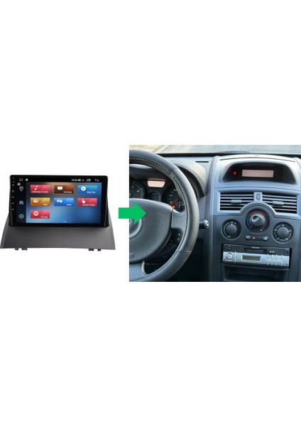 Renault Megane 2 Araç Multimedya Android Ekran Carplay Double Teyp 2+32 9" 04-08 Black