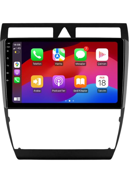 Audi A6 Araç Multimedya Android Ekran Carplay Navigasyon Cihazı Double Teyp 4+64 9" 97-05 Black